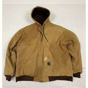 Distressed Berne Men's Heritage Duck Hooded Active Work Jacket Brown XXL HJ51BDR